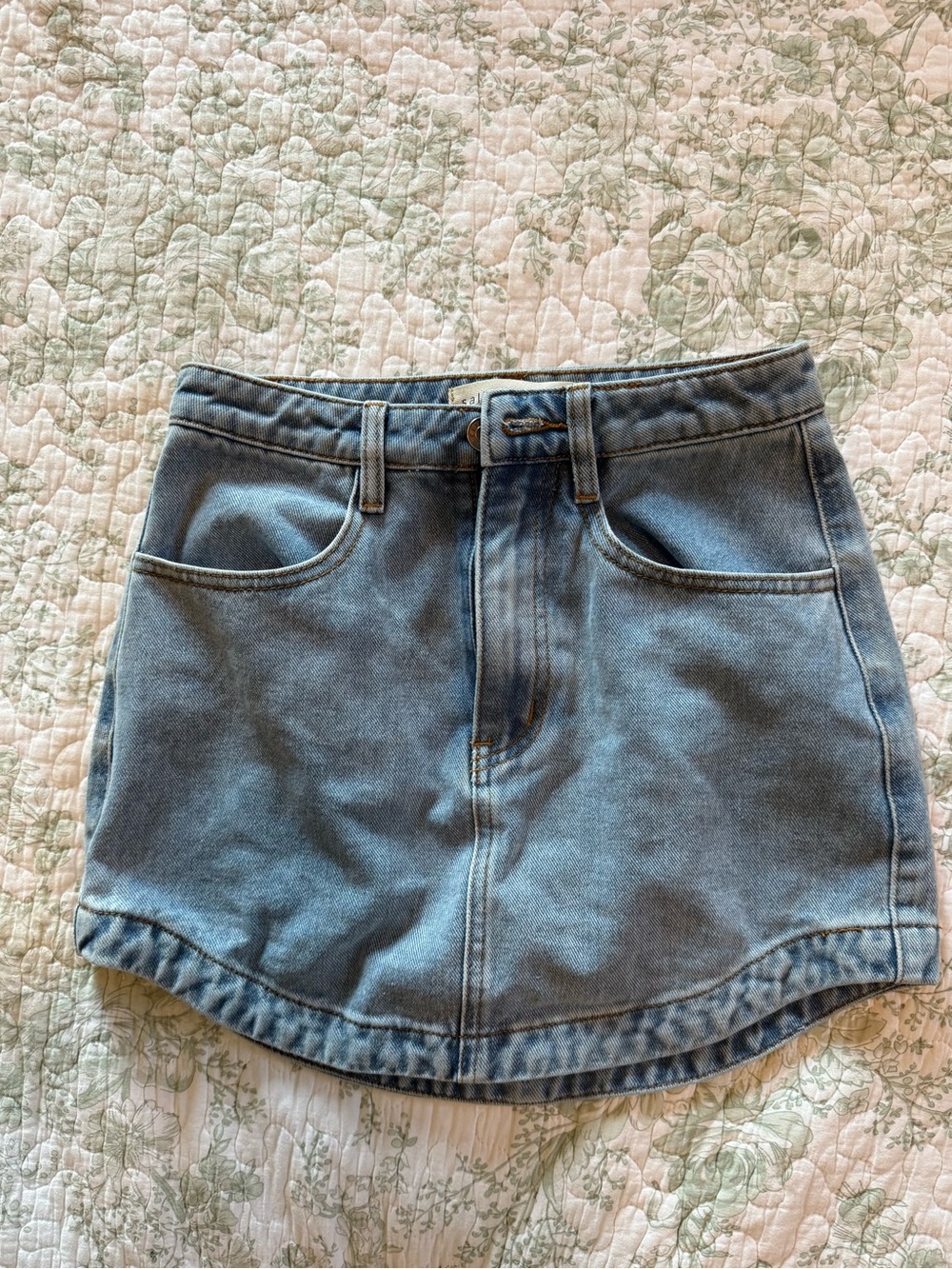 Light Wash Denim Mini Skirt